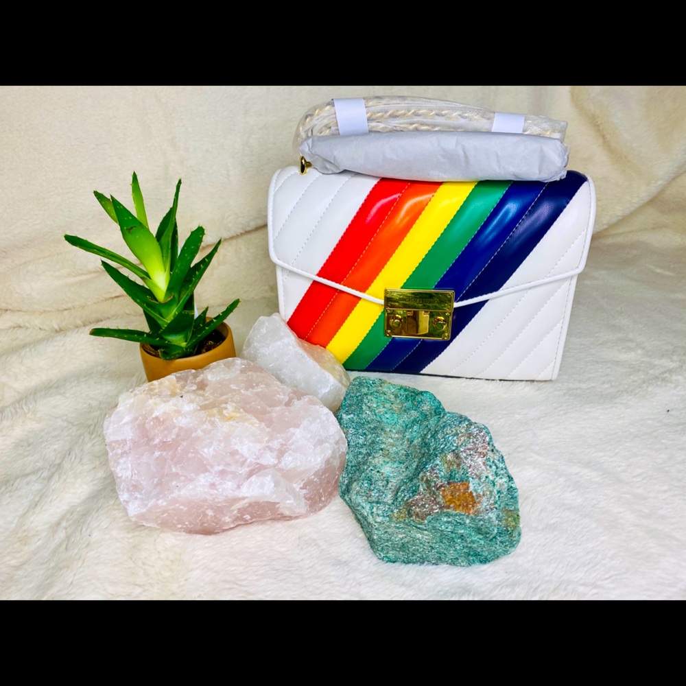 MK Rainbow Vegan Faux Leather Shoulder Bag